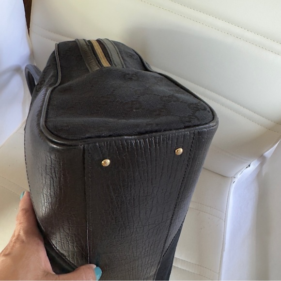 Gucci Black Horsebit GG web Canvas Boston  Bag - Picture 9 of 14